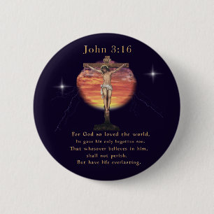 John 3:16 6 cm round badge