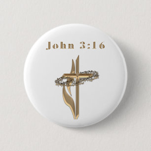 John 3:16 6 cm round badge