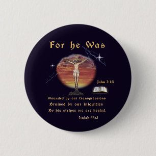 John 3:16 6 cm round badge