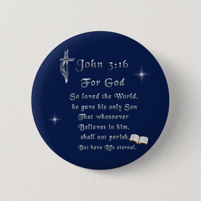 John 3:16 6 cm round badge (Front)