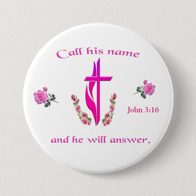 John 3:16 7.5 cm round badge (Front)