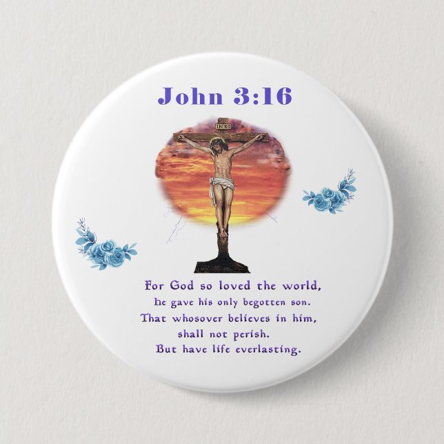 John 3:16 7.5 cm round badge (Front)