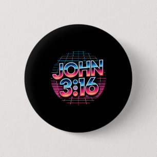 John 3_16 80s Retro Christian Faith Design 6 Cm Round Badge