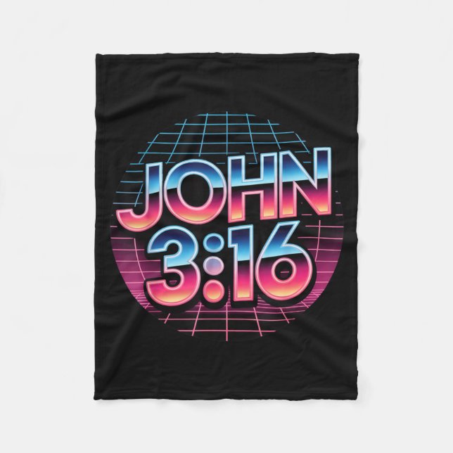 John 3_16 80s Retro Christian Faith Design  Fleece Blanket (Front)