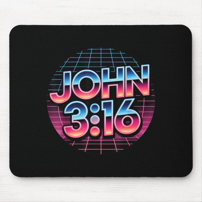 John 3_16 80s Retro Christian Faith Design  Mouse Pad (Front)