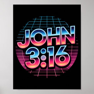 John 3_16 80s Retro Christian Faith Design Poster