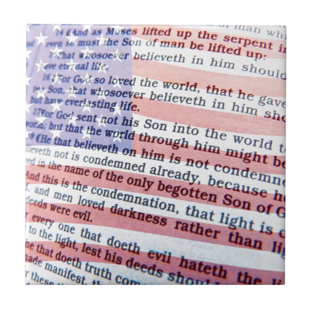 John 3:16 and American flag Tile (Front)