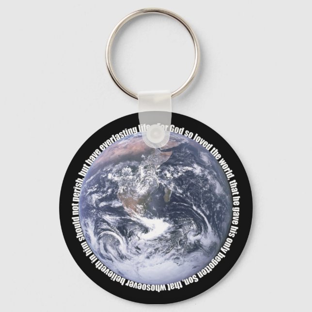 John 3:16 around Earth Key Ring (Front)