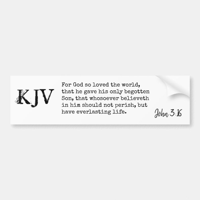 John 3:16 Bible Quote - Can be Customised Bumper Sticker (Front)