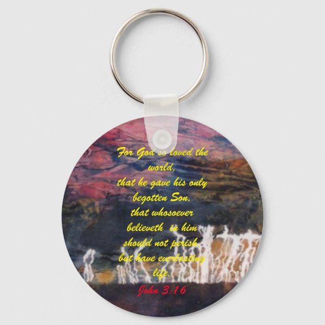 John 3:16 Bible scripture salvation truth Keychain (Front)