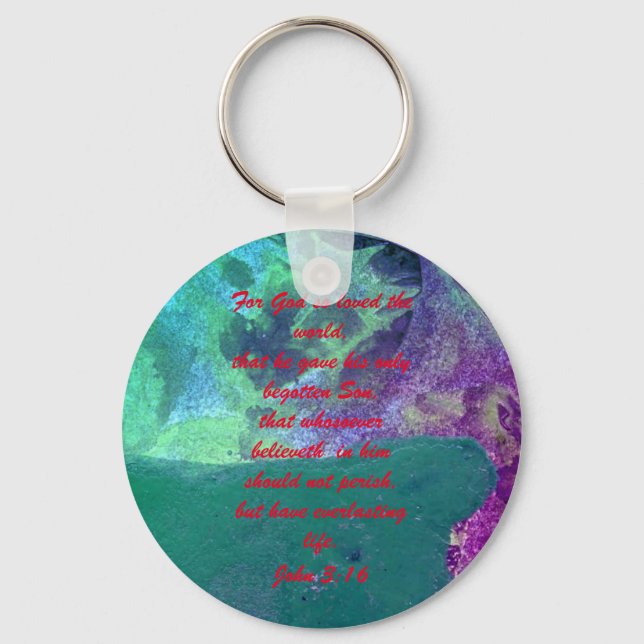 John 3:16 Bible scripture salvation truth Keychain (Front)