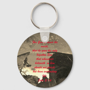 John 3:16 Bible scripture salvation truth Keychain