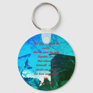 John 3:16 Bible scripture salvation truth Keychain