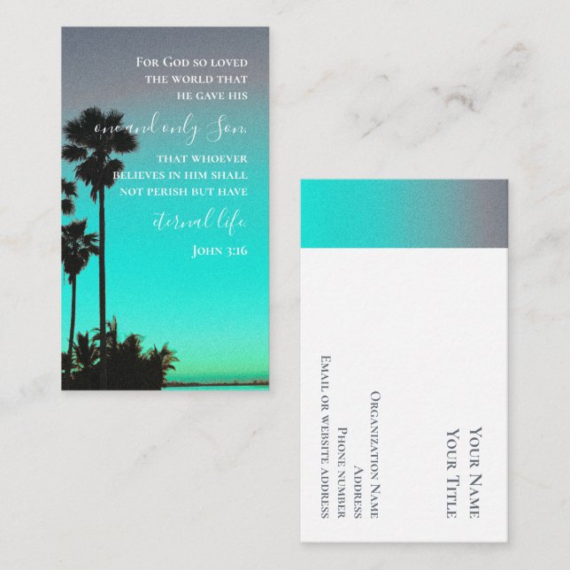 John 3:16 Bible Verse Florida Palms Original Photo Business Card (Front/Back)