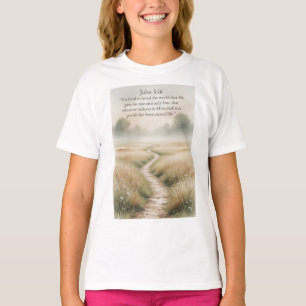 John 3:16 Bible Verse Girl's Tee Shirt