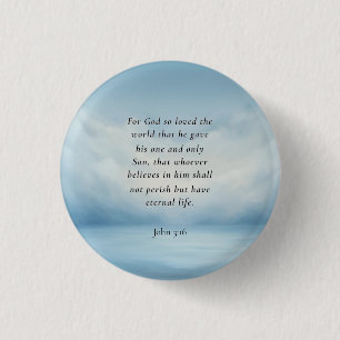 John 3:16 Bible Verse Image 3 Cm Round Badge