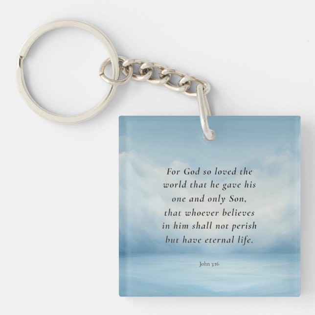 John 3:16 Bible Verse Image Key Ring (Front)
