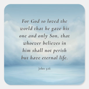 John 3:16 Bible Verse Image Square Sticker