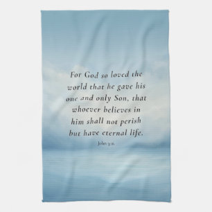 John 3:16 Bible Verse Image Tea Towel