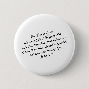 John 3:16 Bible Verse (KJV) 6 Cm Round Badge