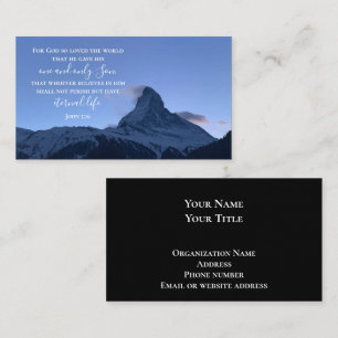 John 3:16 Bible Verse   Matterhorn Photo Pastor Business Card