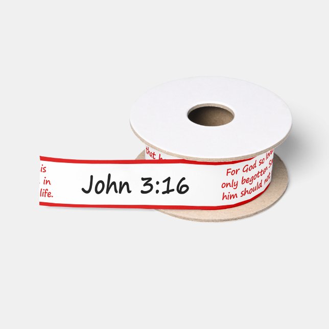 John 3:16 Bible Verse Satin Ribbon (Spool)
