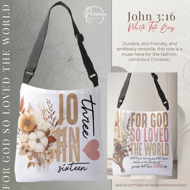 John 3:16 Bible Verse White Tote Bag (Creator Uploaded)