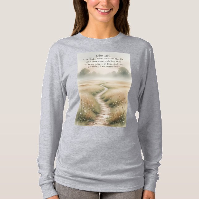 John 3:16 Bible Verse Women's Long Sleeve Tee (Front)