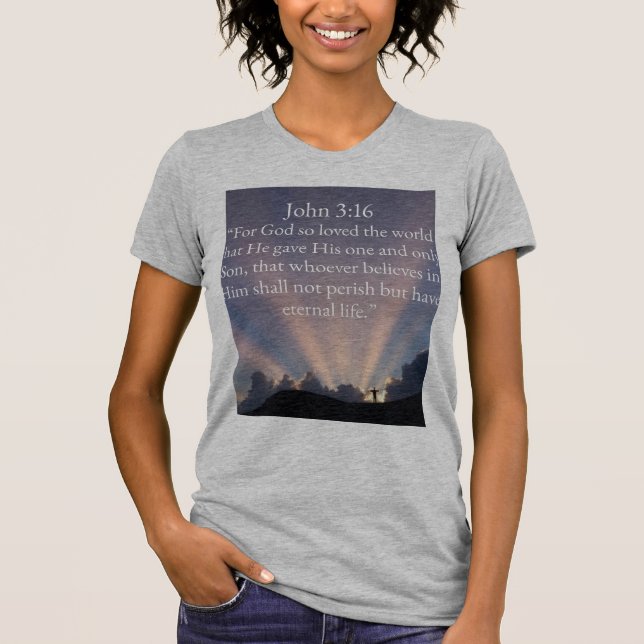 John 3:16 Bible Verse Women's Tee Shirt (Front)