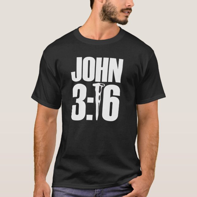John 3:16 Black T Shirt (Front)