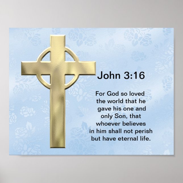 John 3:16 (blue) poster (Front)
