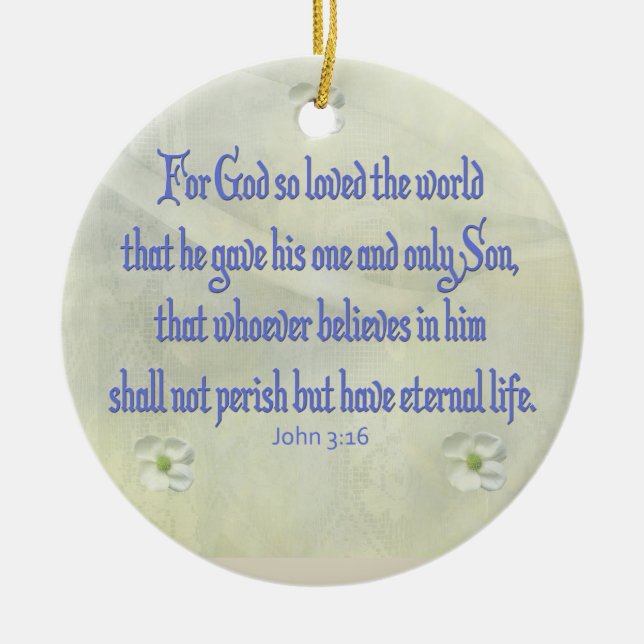 John 3:16 ceramic tree decoration (Front)