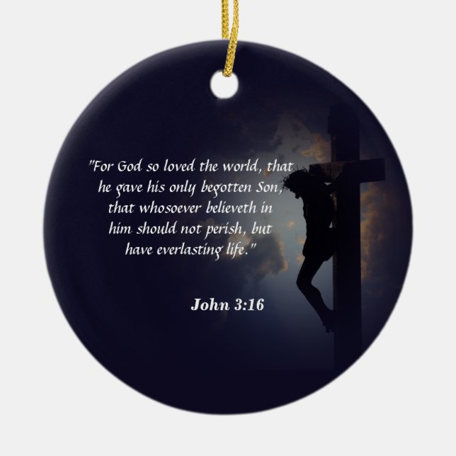 John 3:16 ceramic tree decoration (Front)