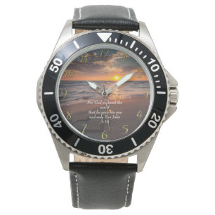 John 3:16 Christian Faith ocean with a sunset   Watch