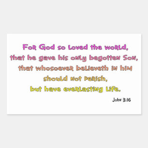 John 3:16 Christian Gift Rectangular Sticker