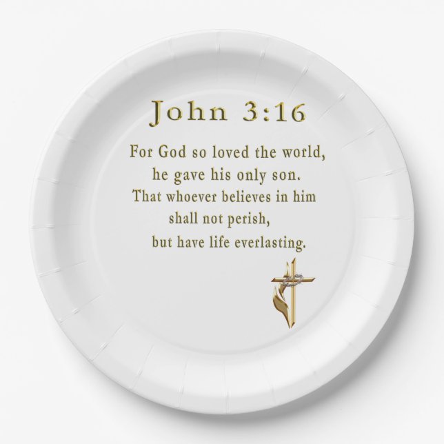 John 3:16 christian gifts paper plate (Front)