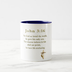 John 3:16 christian gifts Two-Tone coffee mug