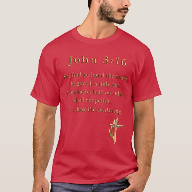 John 3:16  christian t-shirts (Front)