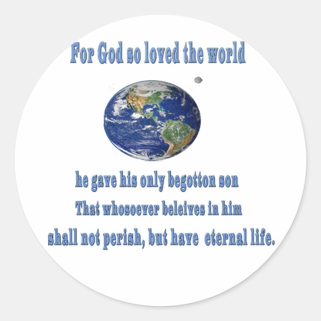 John 3:16 classic round sticker (Front)
