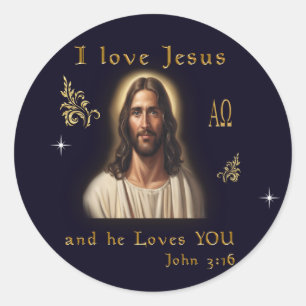 John 3:16  classic round sticker