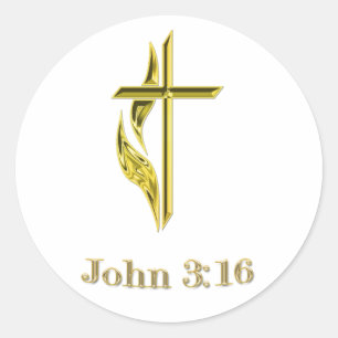 John 3:16 classic round sticker