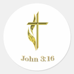 John 3:16 classic round sticker