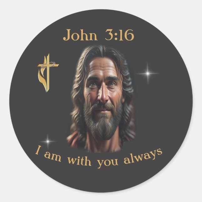 John 3:16 classic round sticker (Front)