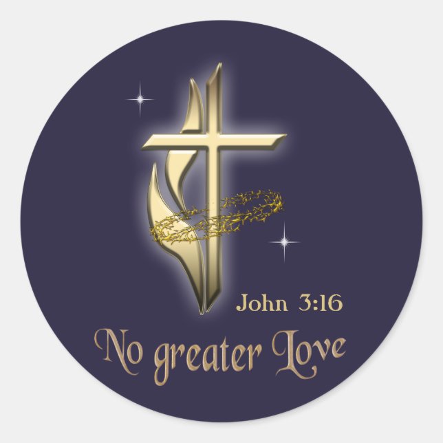 John 3:16 classic round sticker (Front)