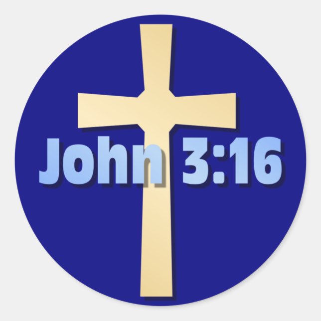 John 3:16 classic round sticker (Front)