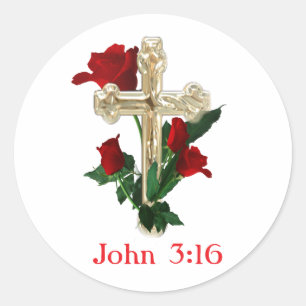 John 3:16 classic round sticker