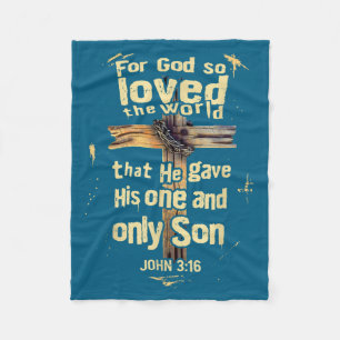 John 3 16 Cross Christian Bible Verse Fleece Blanket