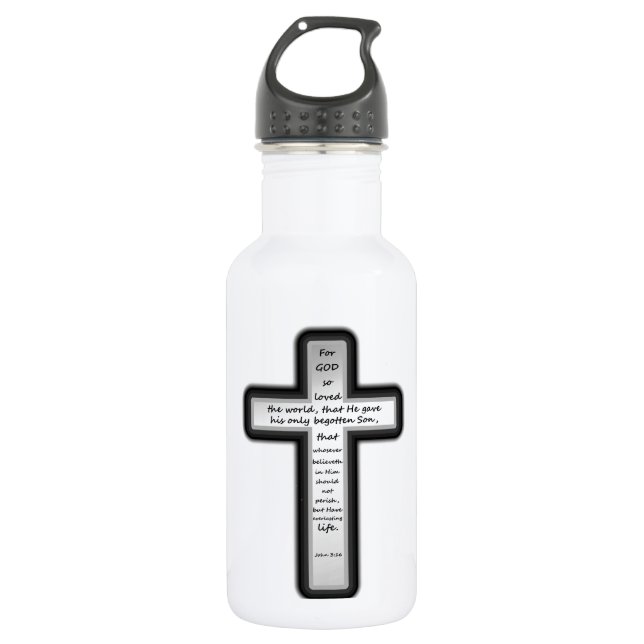 John 3:16 Cross Only 532 Ml Water Bottle (Front)