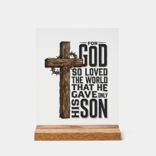 John 3_16 Cross Vintage Engraving Christian Design Acrylic Sign
