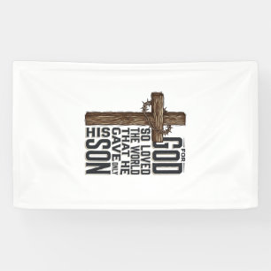 John 3_16 Cross Vintage Engraving Christian Design Banner